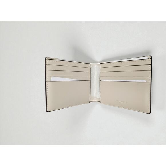 Coach Signature Leather Bifold Wallet – White & Light Gray - Picture 3 of 4